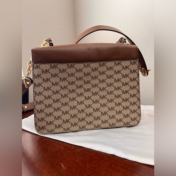 MICHAEL Michael Kors Brown & Tan Top Handle Logo Bag - Picture 2 of 11